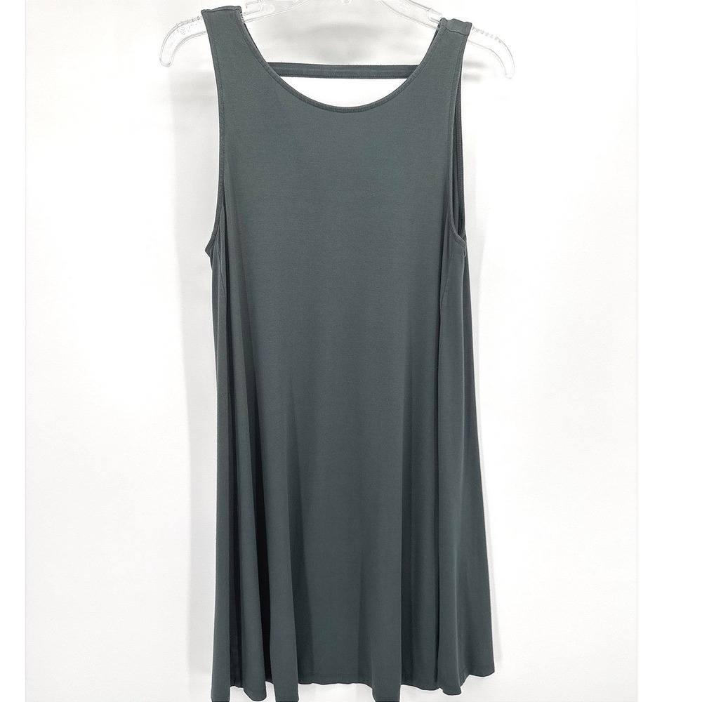 Loft Swing Dress Small Green Summer Strappy Back Jersey Knit Easy Pull on